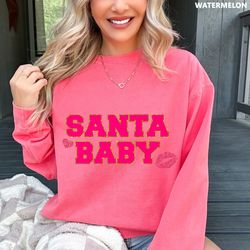 santa baby christmas comfort colors sweatshirt, santa baby oversized christmas sweatshirt, oversized holiday sweater 1
