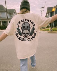 the graveyard creep club oversized vintage t shirt, halloween shirt, comfort colors tshirt