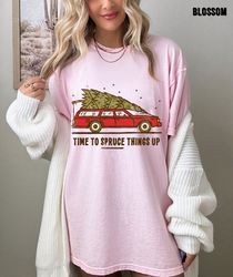time to spruce things up xmas oversized vintage tshirt, retro christmas shirt, vintage christmas tree shirt 2