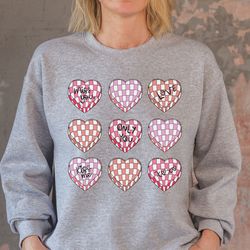 valentine retro sweatshirt, valentines day sweatshirt, candy disco hearts valentine sweatshirt, conversation hearts swea