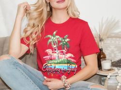 christmas in july shirt, santa shirt, vacation shirt, mid of year shirt, summer vacation shirt, summer santa shirt,