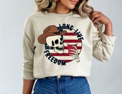 long live freedom, skull red white and blue, america shirt, fourth of july shirt, usa shirt, summer bbq t-shirt, skeleto