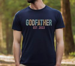 retro godfather shirt, godfather est 2023 shirt, custom date godfather shirt, fathers day gift, new godfather shirt