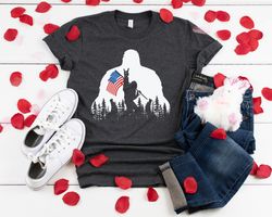 custom bigfoot shirt, american flag shirt, bigfoot with flag, patriotic bigfoot tee, american flag bigfoot