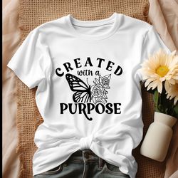 created with a purpose floral butterfly shirt, tshirt
