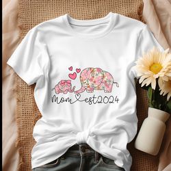 groovy mom est 2024 floral elephant shirt, tshirt