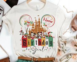 custom disney christmas birthday sweatshirt retro mickey and friends christmas t-shirt disney birthday girl tee di