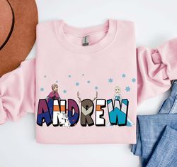 custom name disney frozen characters shirt personalized elsa anna olaf kristoff sven t-shirt birthday girl matching