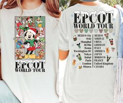 disney epcot world tour christmas 2 sided sweatshirt mickey & friends christmas t-shirt disney christmas trip tee