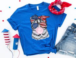 4th of july cat blowing bubblegum shirt, cat patriotic shirt, fourth of july shirts, independence day, 4th of july t-shi