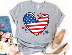 4th of july heart and stars shirt, america graphic tee, stars and stripes, independence day tee, patriotic shirt, americ