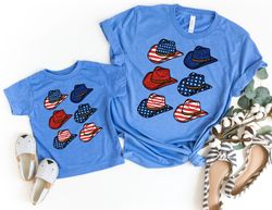 american cowgirl hats mommy and me shirts, mom daughter 4th of july tees, mommy and me 4th of july, matching mom and bab
