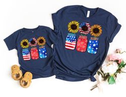 american sunflowers mama and mini shirts, mom daughter 4th of july tees, mommy and me outfits, matching 4th of july, ame