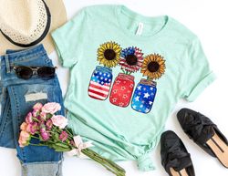 mason jar sunflower patriotic shirt, fourth of july shirts, independence day shirt, 4th of july t-shirt, america shirts