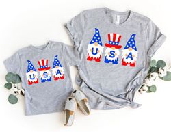 usa gnomes mama and mini shirts, mom daughter 4th of july tees, mommy and me outfits, matching 4th of july, america