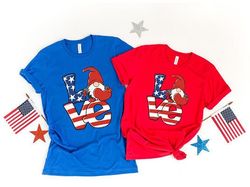 4th of july love shirt, 4th of july gnomes shirt, american flag,freedom shirt, fourth of july shirt, patriotic shirt,