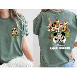 comfort colors mickey and friends safari shirt, two-sided disney animal kingdom shirt, disney family safari trip shirt,a