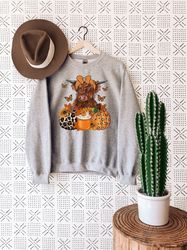 howdy fall cow sweatshirt, cow floral pumpkin sweater, fall western cow shirt, retro fall t-shirt, country fall shirt