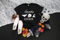 spooky season shirt, halloween tee, bat skull which hat, halloween vibes, halloween t-shirt