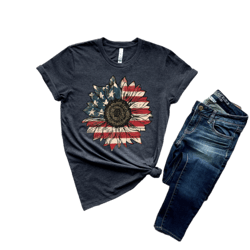 america sunflower shirt, usa flag flower t shirt, gift for american, 4th of july flag graphic t-shirt, freedom tshirt