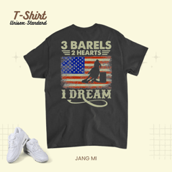 3 barrels 2 hearts 1 dream american flag barrel racing racer unisex standard t-shirt