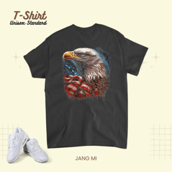 american bald eagle eyes usa flag patriotic, t-shirt, unisex standard t-shirt