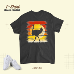 animal lover retro sunset allegedly flightless bird ostrich, t-shirt, unisex standard t-shirt