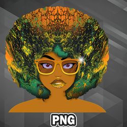 african png galaxy girl green afro png for sublimation print printable for cricut