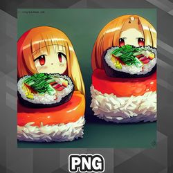 asian png kawaii anime sushi cute little girl food asian country culture png for sublimation print unique for chirstmas