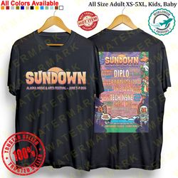 sundown alaska music & arts festival 2024 t-shirt all size adult s-5xl kids babies toddler
