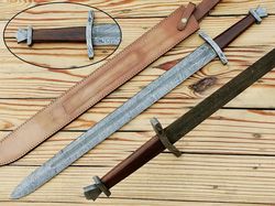 damascus sword, viking sword, sword real, sword, sword with leather sheath, fantasy sword, groomsmen gift, birthday