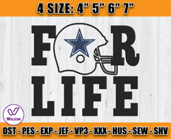 dallas cowboys for life embroidery, logo dallas embroidery design, nfl team embroidery