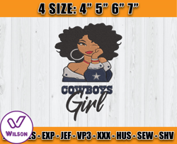 dallas cowboys black girlembroidery, black girlembroidery, dallas embroidery design, sport embroidery d36