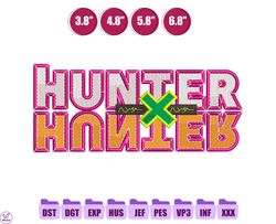 hunter x hunter logo anime embroidery design, anime embroidery design 253