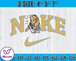 nike alice embroidery, alice embroidery, disney characters embroidery