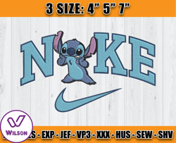 nike and stitch cute embroidery design file, disney nike machine embroidery, anime embroidery