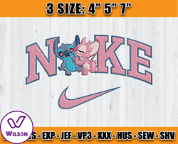 stitch and angel couple embroidery, stitch nike embroidery machine, cartoon embroidery design file