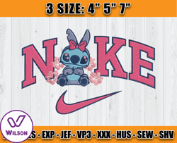 stitch and angel in love embroidery, stitch nike embroidery machine, cartoon embroidery design file