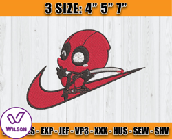 nike deadpool embroidery, disney nike embroidery, machine embroidery applique design