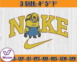 nike minions stuart embroidery, nike logo embroidery, embroidery machine