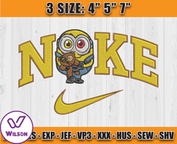 nike minions bob embroidery, cartoon nike embroidery, minions character embroidery