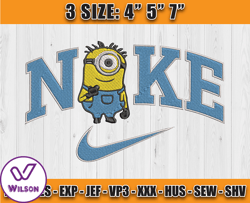 nike minions stuart embroidery, minions character embroidery, embroidery design movie