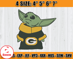 green bay packers baby yoda embroidery, baby yoda embroidery, packers embroidery design, sport embroidery, d5