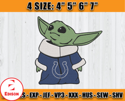 indianapolis colts baby yoda embroidery, baby yoda embroidery, colts embroidery design, sport embroidery, d9