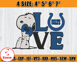 Love Colts Embroidery, Snoopy Colts Embroidery Design, Love Embroidery, NFL Embroidery, D12