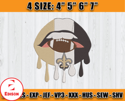 Saints Dripping Lips Embroidery Design, New Orleans Saints Embroidery, NFL Embroidery Patterns, Sport Embroidery