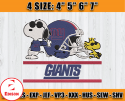 Giants Snoopy Embroidery Design, Snoopy Embroidery, New York Giants Embroidery, Embroidery Patterns