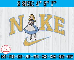 nike x alice embroidery, wonderland embroidery, disney nike embroidery