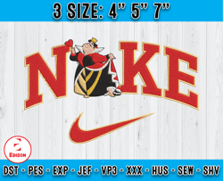 nike queen of hearts embroidery, cartoon embroidery, embroidery design x