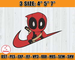 nike deadpool embroidery, nike cartoon embroidery, embroidery file